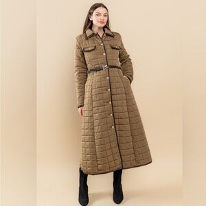 NWT The Sang Sara Full Skirt Bubble Maxi Coat In Mocha size Large Fits like Med